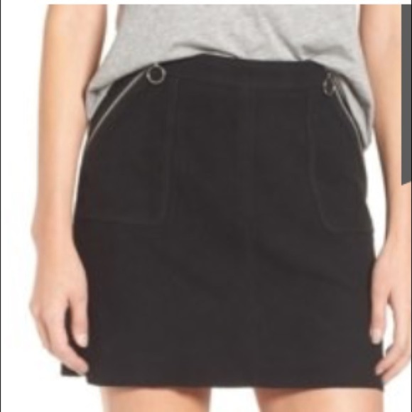 PAIGE Elsie NWT Suede Zip Front Mini Skirt LGE - Picture 1 of 8